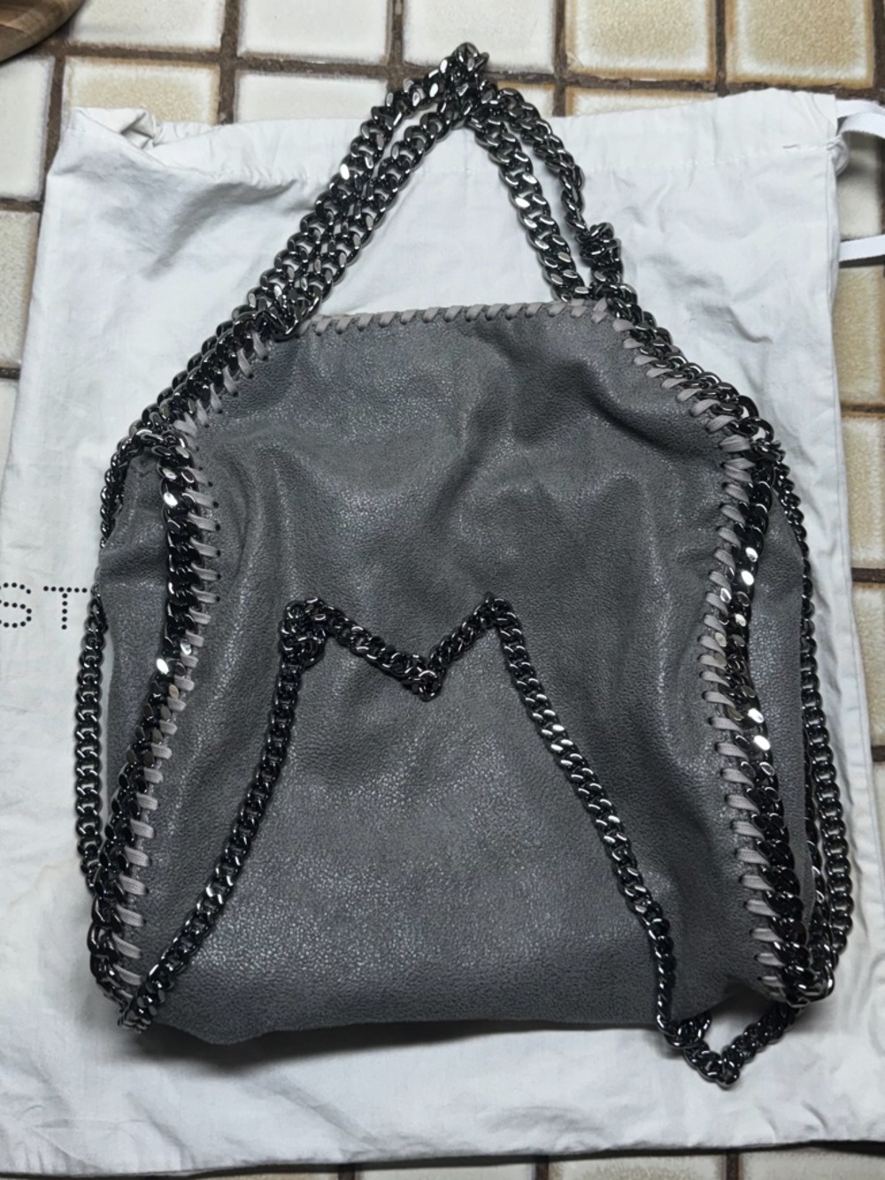 Stella McCartney Falabella Mini Tote Bag in Grey Suede